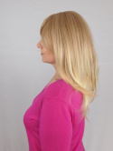 Peruka "Aga2" blond włosy półdługie stopniowo cieniowane "pazurki" z grzywką na boki, przedziałek lateksowy, damska syntetyczna