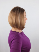 Peruka "Pola 2" fryzura Bob, kolor brąz ombre, small Lace Front - ręcznie tkana część linia czoła, syntetyczna-termiczna