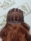 Peruka "Elza" kolor miedziany brąz, fryzura włosy długie falowane kręcone, damska syntetyczna termiczna