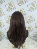 Peruka "Emma" Lace Front, kolor brąz ciemny, fryzura włosy proste jedwabiste, damska syntetyczna - termiczna