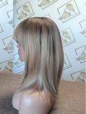 Peruka "Joanna 2" kolor blond ombre, fryzura Bob włosy półdługie proste z dłuższą grzywką, damska syntetyczna - termiczna