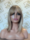 Peruka "Joanna 2" kolor blond ombre, fryzura Bob włosy półdługie proste z dłuższą grzywką, damska syntetyczna - termiczna