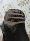 Peruka "Kaja" kolor czarny, fryzura włos prosty z grzywką i lateksowym przedziałkiem, damska syntetyczna - termiczna