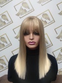 Peruka "Kama 2" kolor jasny blond balayage, fryzura Long Bob, damska syntetyczna - termiczna
