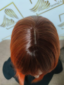 Peruka "Laura" kolor ruda czerwień z ciemnym odrostem, fryzura Long Bob, włosy półdługie proste, damska syntetyczna - termiczna