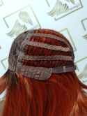 Peruka "Laura" kolor ruda czerwień z ciemnym odrostem, fryzura Long Bob, włosy półdługie proste, damska syntetyczna - termiczna