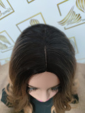 Peruka "Lena" kolor ciemny brąz sombre, fryzura włosy długie falowane bez grzywki, damska syntetyczna - termiczna