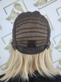 Peruka "Mia" Lace Front, kolor blond ombre, fryzura Long Bob z grzywką na prawą stronę, damska syntetyczna - termiczna