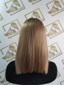 Peruka "Nicola" Lace Front, kolor blond ombre, fryzura Bob, włosy proste półdługie do ramion, damska syntetyczna-termiczna