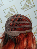 Peruka "Zoja" kolor rudy Balayage, fryzura włosy półdługie falowane z grzywką, damska syntetyczna - termiczna