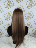 Peruka "Aurora" z opaską, kolor blond balayage, fryzura długie proste włosy z jasną opaską, damska syntetyczna - termiczna