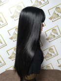 Peruka "Kaja" kolor czarny, fryzura włos prosty z grzywką i lateksowym przedziałkiem, damska syntetyczna - termiczna