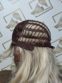 Peruka "Margot" kolor jasny blond ombre, fryzura włosy dlugie falowane z grzywką, damska syntetyczna - termiczna