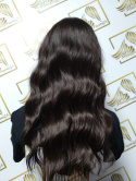 Peruka "Margot" kolor ciemny brąz, fryzura włosy dlugie falowane z grzywką, damska syntetyczna - termiczna